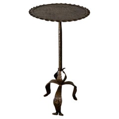 Ornate Gilt Iron Drinks Table with Floral Detail 