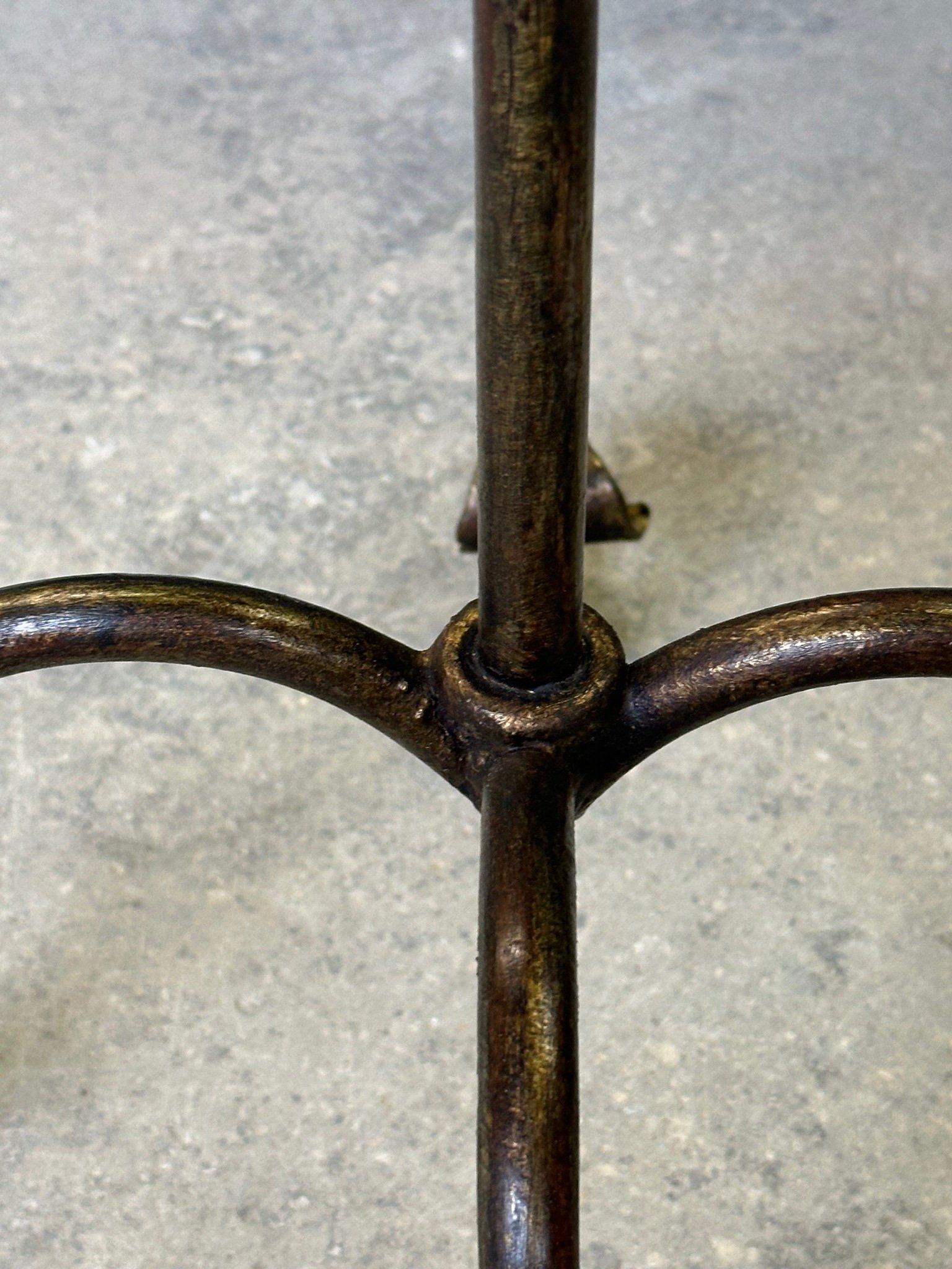 Ornate Gilt Iron Side Table with Hammered Top & Scrolled Legs For Sale 2