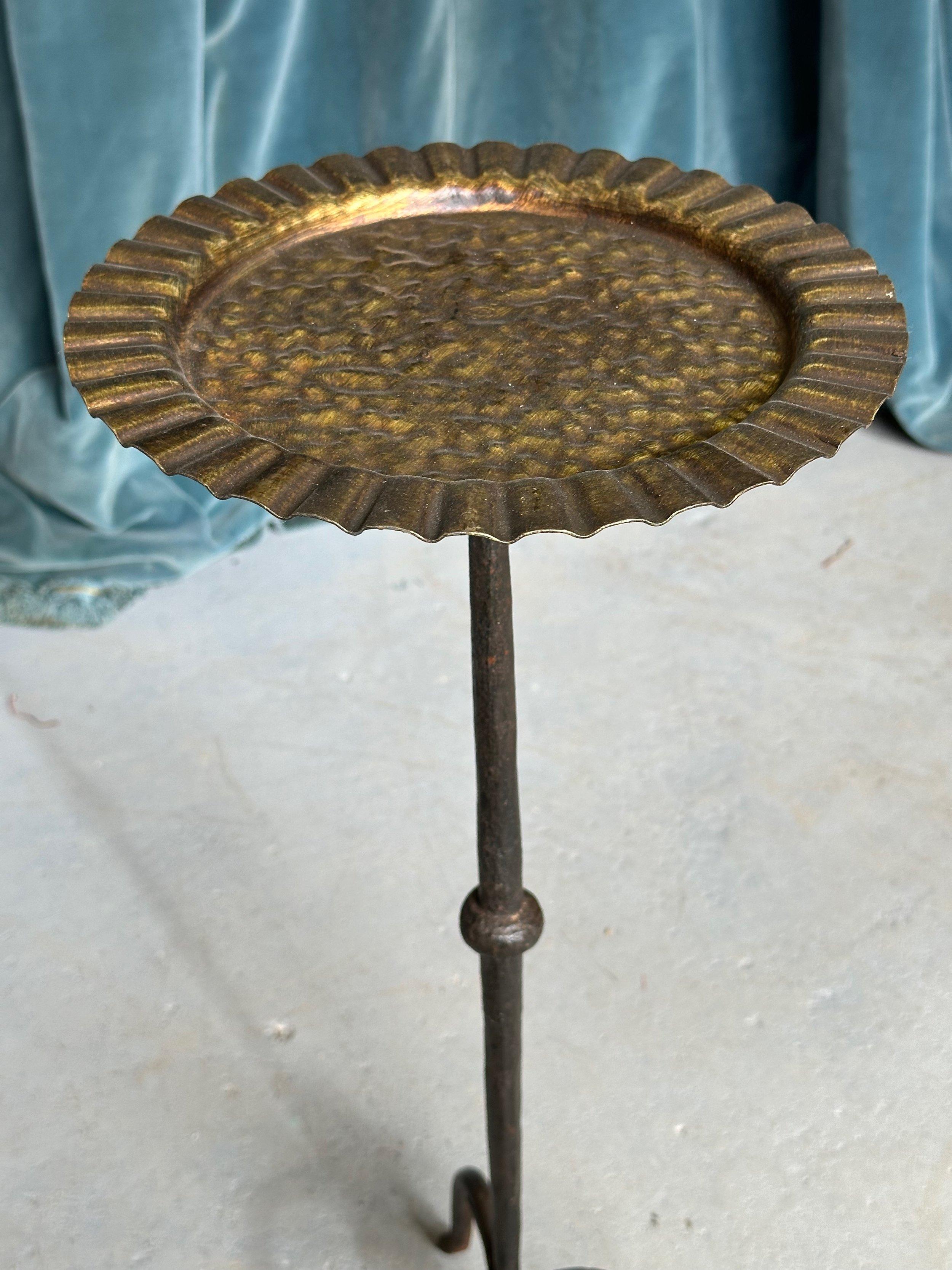 Contemporary Ornate Gilt Metal Drinks Table With a Ruffled Top For Sale