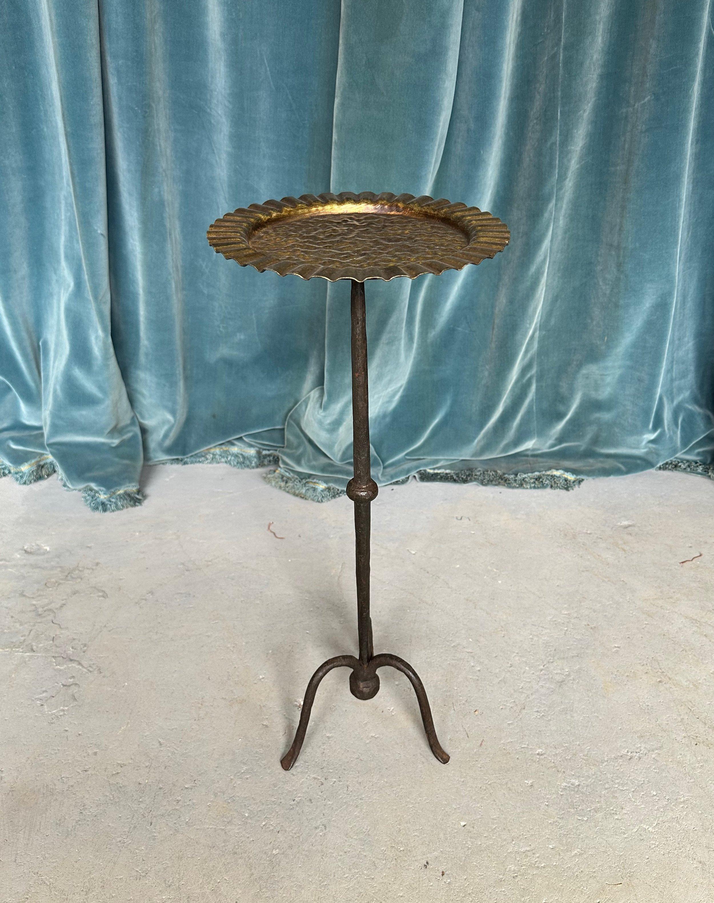 Ornate Gilt Metal Drinks Table With a Ruffled Top For Sale 2