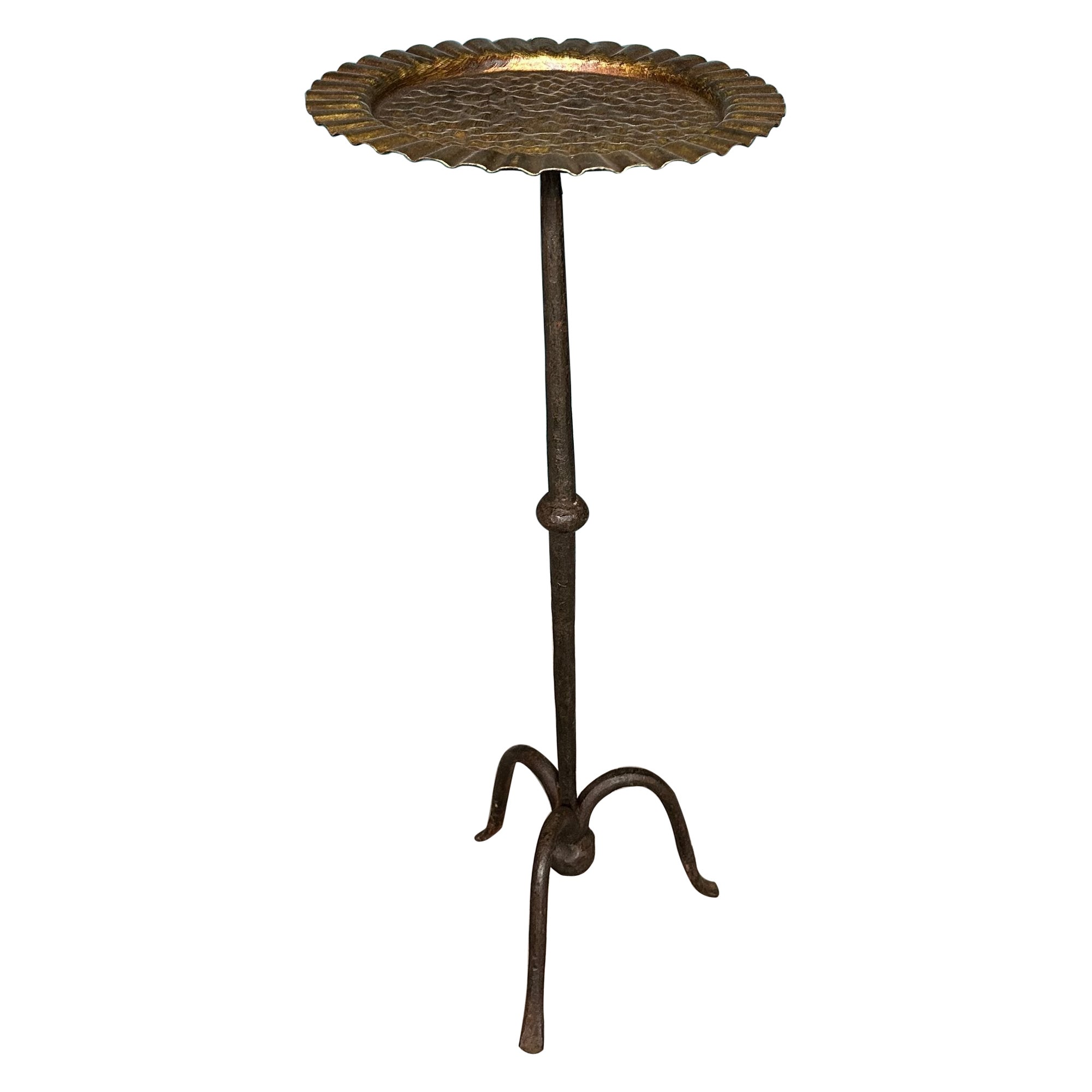 Ornate Gilt Metal Drinks Table With a Ruffled Top