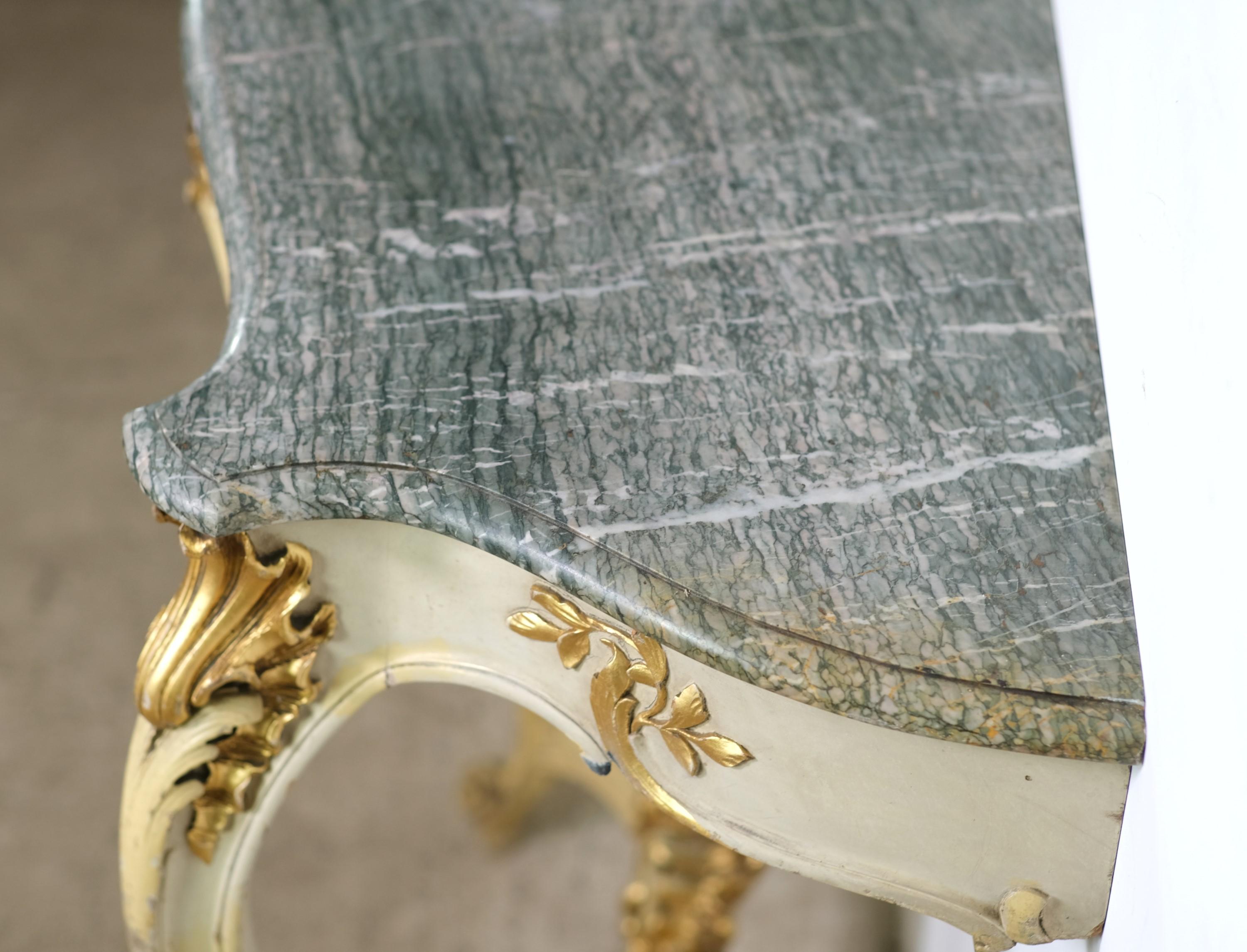 Ornate Gilt Rococo Console Table Green Marble Shelf Italy 3