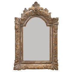Ornate Giltwood Arched Mirror with Decorative Crown