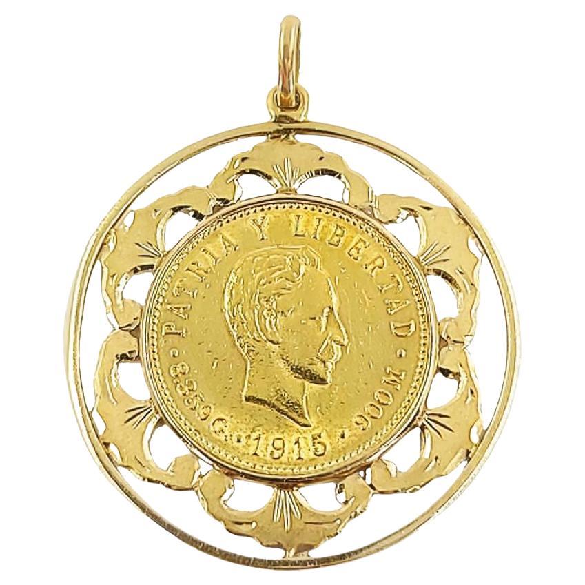 Ornate Gold Cuban Coin Pendant For Sale