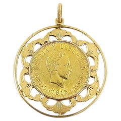 Ornate Gold Cuban Coin Pendant