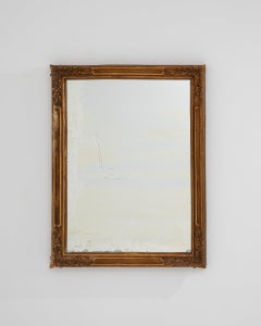 Ornate Gold Giltwood Carved Wall Mirror, French Provincial, 1900s