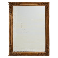 Ornate Gold Giltwood Carved Wall Mirror, French Provincial, 1900s