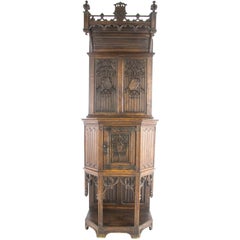 Ornate Gothic Cabinet, Antique Cabinet, Argenterie Cabinet, France, 1880