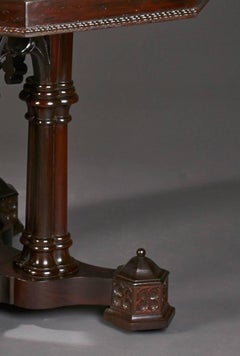 Ornate Gothic Center Table with Marble Top