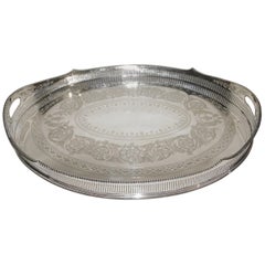 Ornate Grand Large James Dixon & Sons Silver Plate Serving Tray, circa 1920