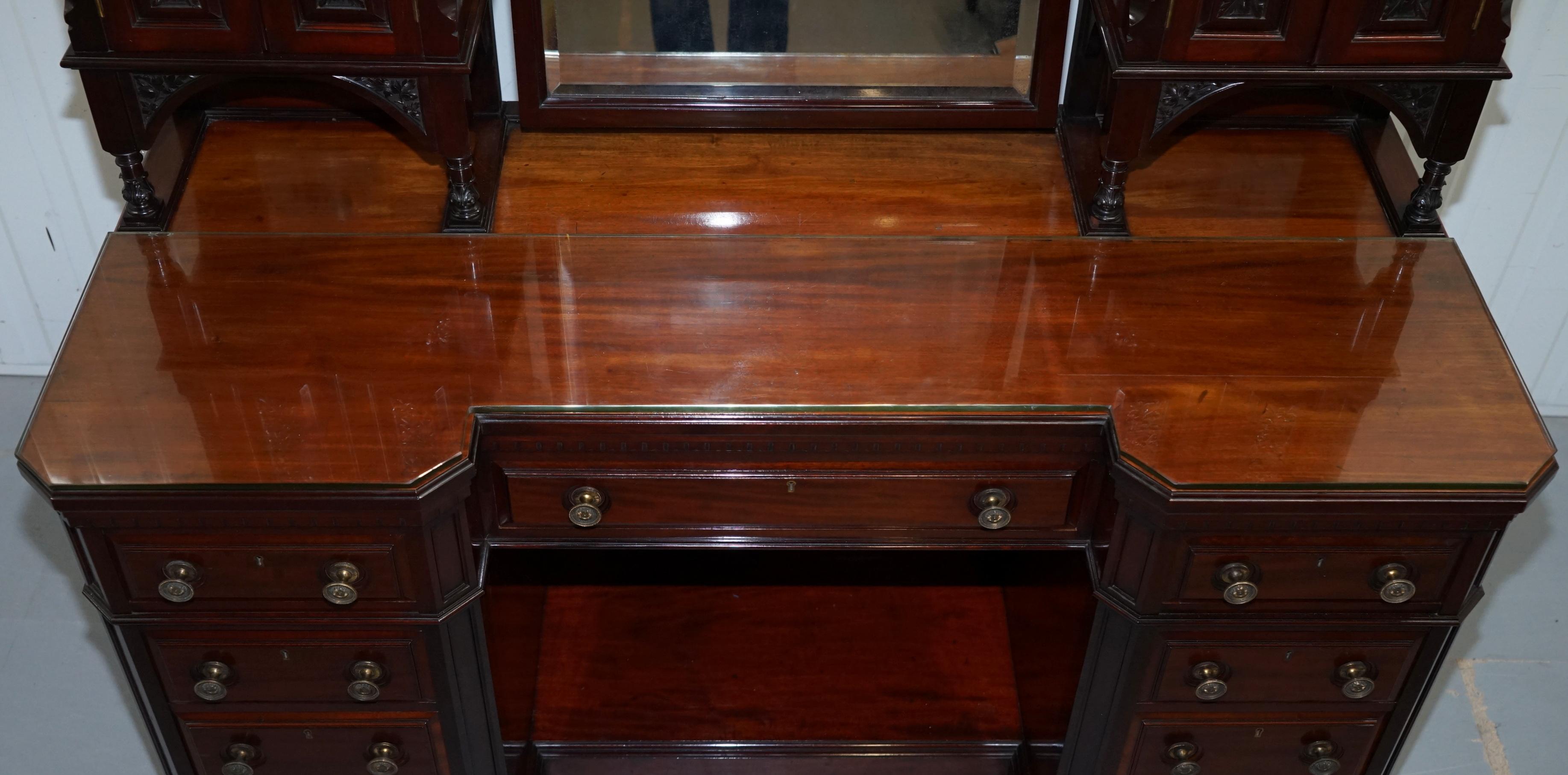 Ornate Grand Victorian Hardwood Dressing Table Loads of Drawers Storage Space 3