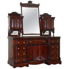 Antique Ornate Grand Victorian Hardwood Dressing Table Loads of Drawers Storage Space