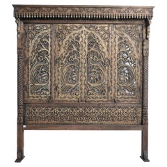 Used Ornate Hand Carved Headboard