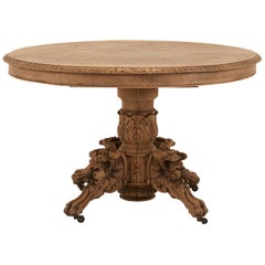 Ornate Hand Carved Oak French Hunt Table