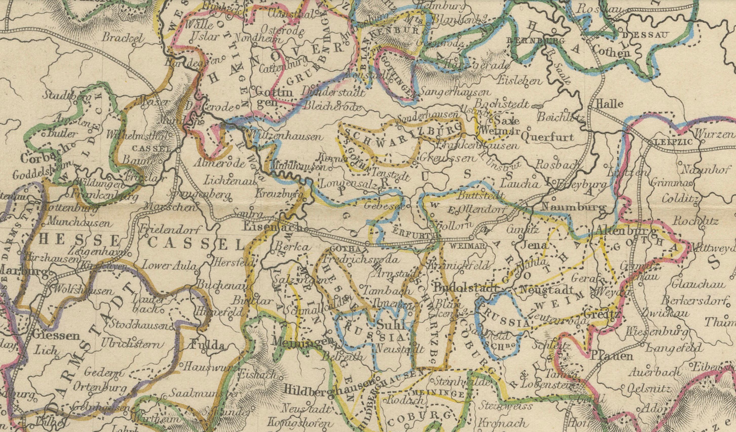 Carte d'Allemagne ornée à la main par John Tallis avec Vignettes, vers 1850 en vente 2