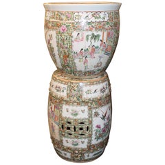Ornate Hand Decorated Chinese, 20th Century Ceramic Urns and Seat