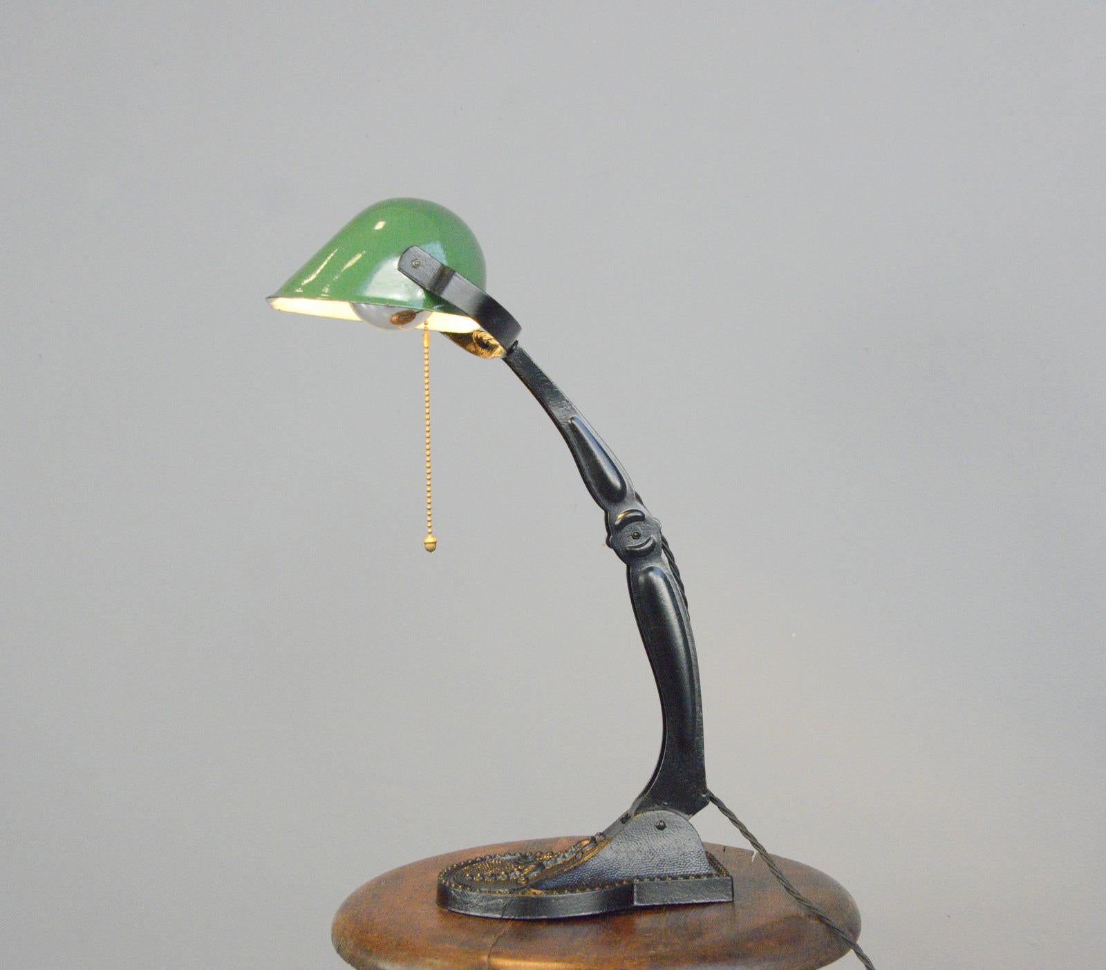 Ornate Hungarian Bankers Desk Lamp, circa 1920s In Good Condition In Gloucester, GB