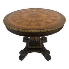 Ornate Inlaid Round Center Table with Gilt Decoration by Maitland Smith