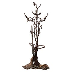 Ornate Iron Hallway Piece with Hunting Theme - Brown and Gold Accents