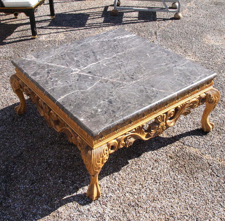 Ornate Italian Carved Marble Coffee Table In Good Condition For Sale In Pasadena, TX
