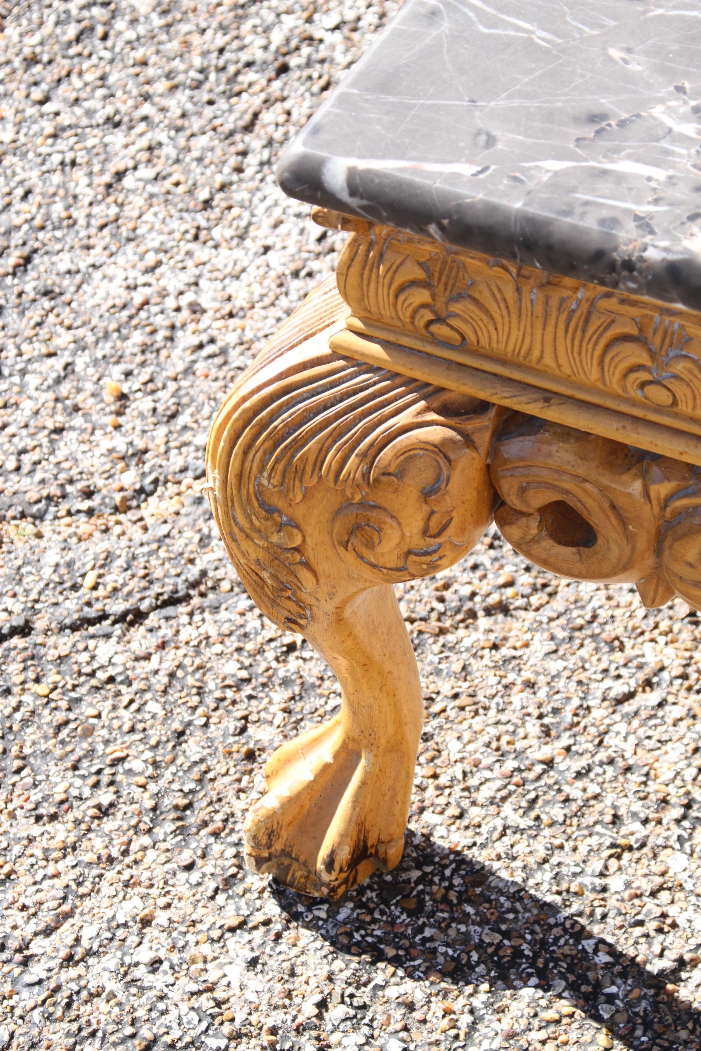 Rococo Revival Ornate Italian Carved Marble Coffee Table For Sale
