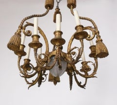 Verzierter italienischer vergoldeter Metallkronleuchter 23" x 16,75"