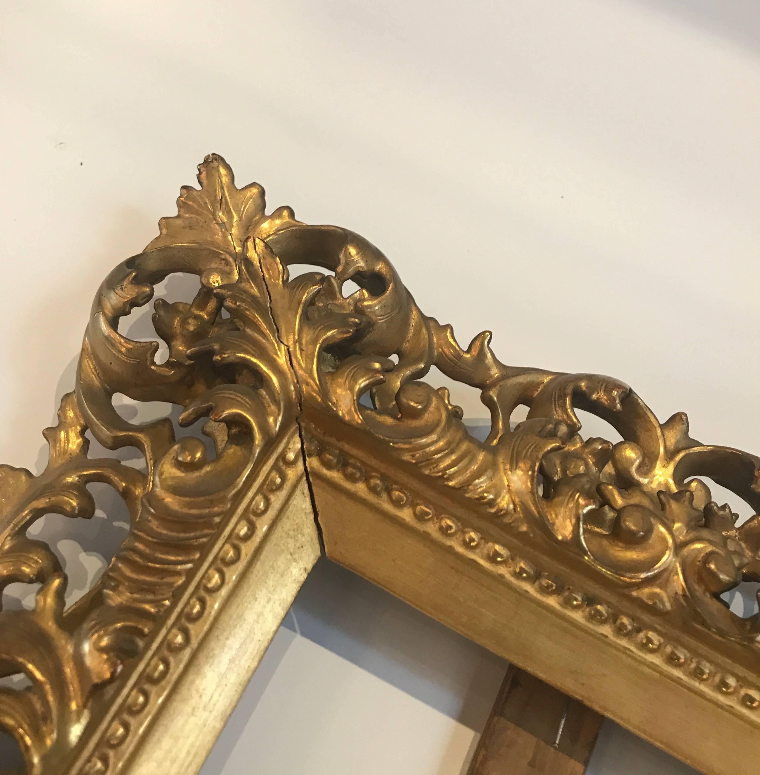 Late 19th Century Ornate Italian Giltwood Frame