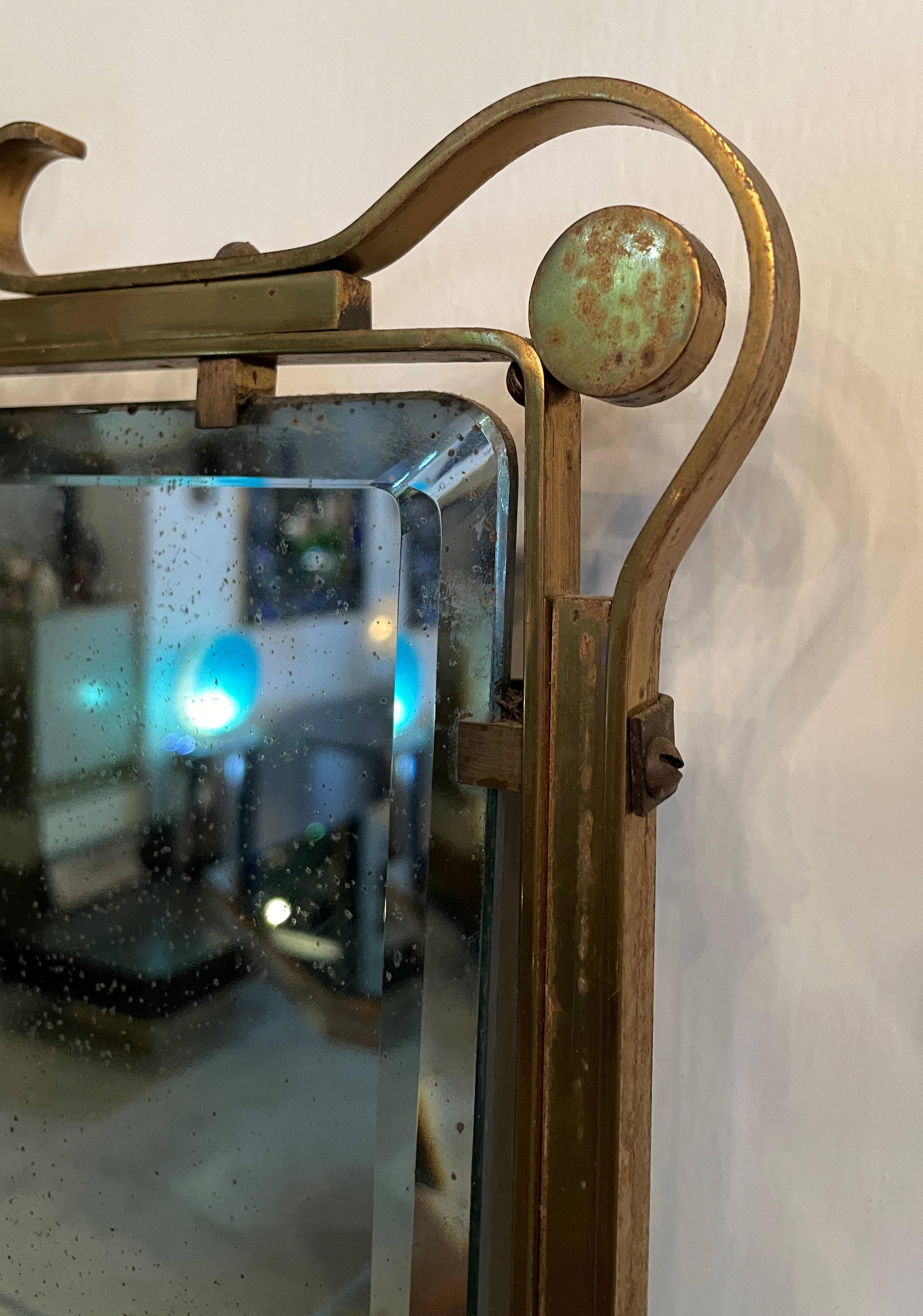 Ornate Italian Mid-Century Brass Mirror For Sale 6