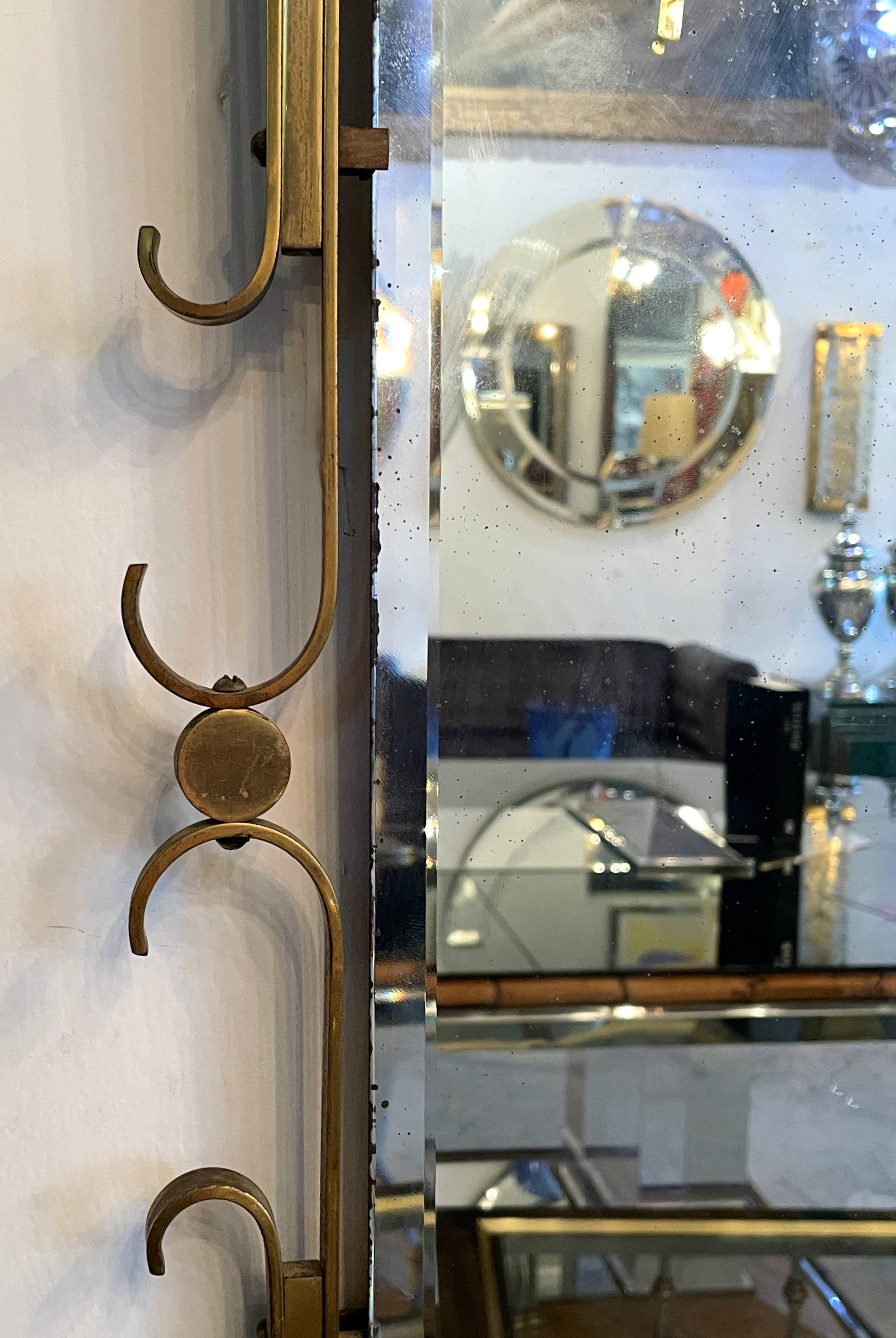 20th Century Ornate Italian Mid-Century Brass Mirror For Sale