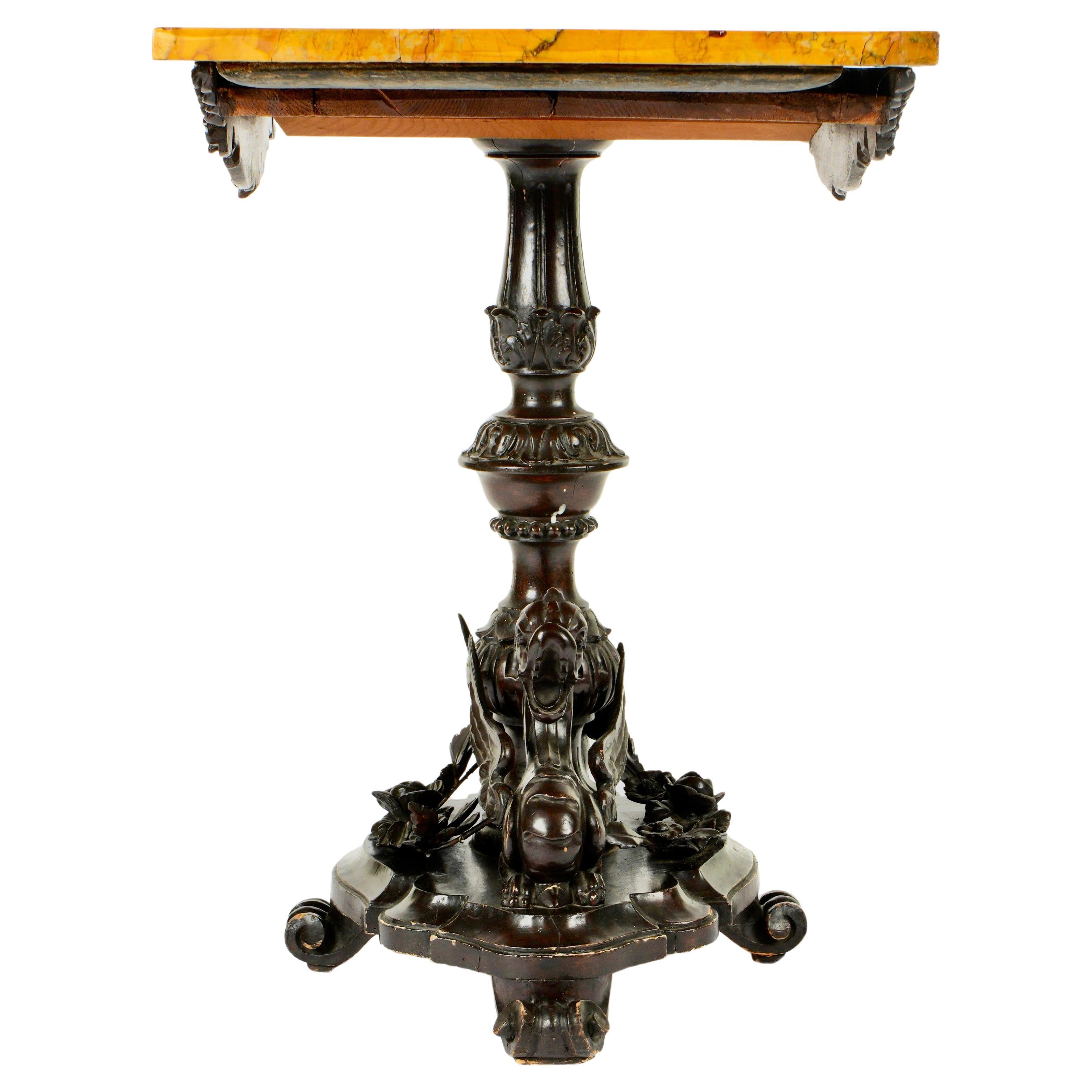 Mesa de juego ornamentada con tapa de mármol italiano Pietra DURA Italiano en venta