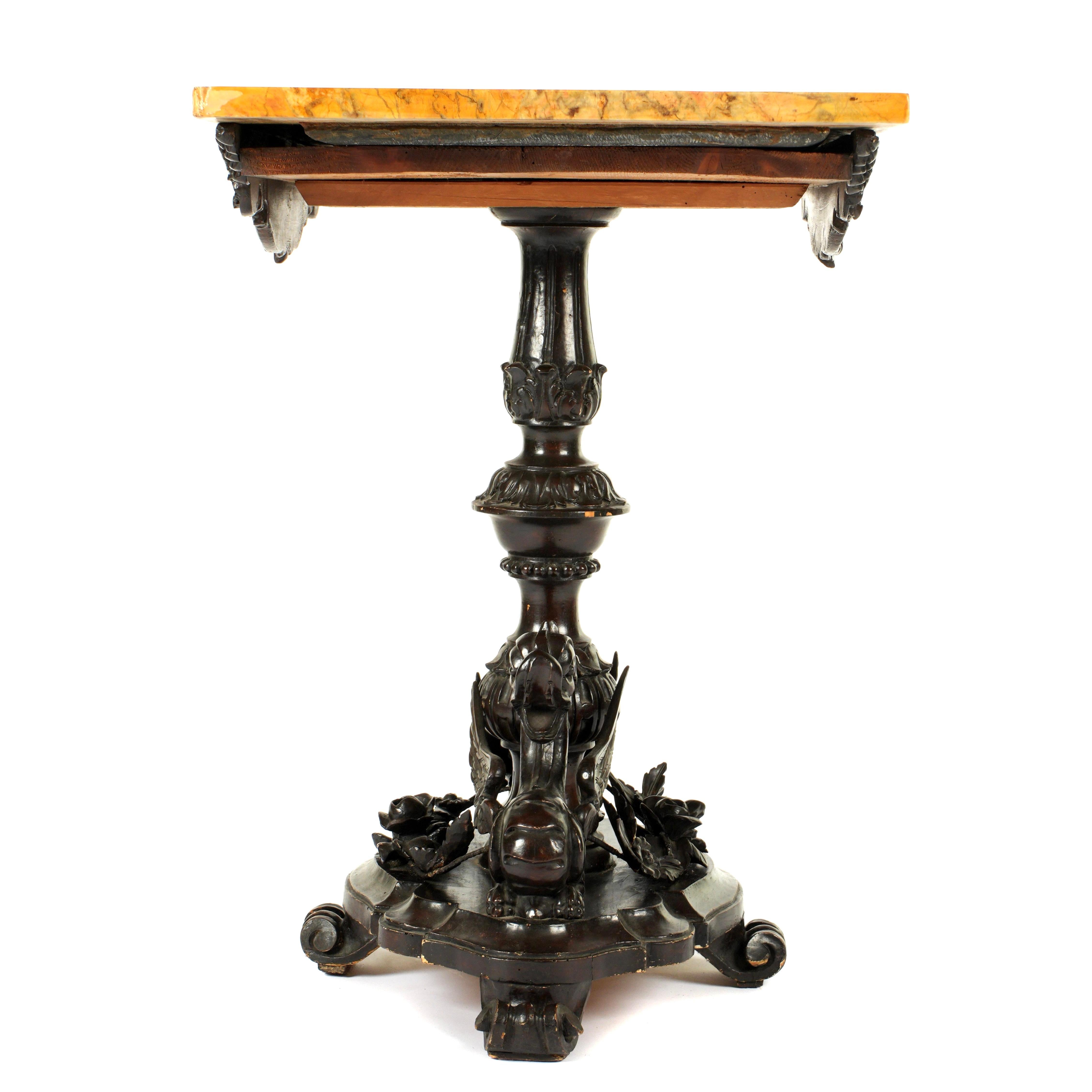 Mesa de juego ornamentada con tapa de mármol italiano Pietra DURA en venta 2