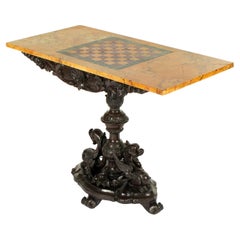 Ornate Italian Pietra Dura Marble Top Game Table