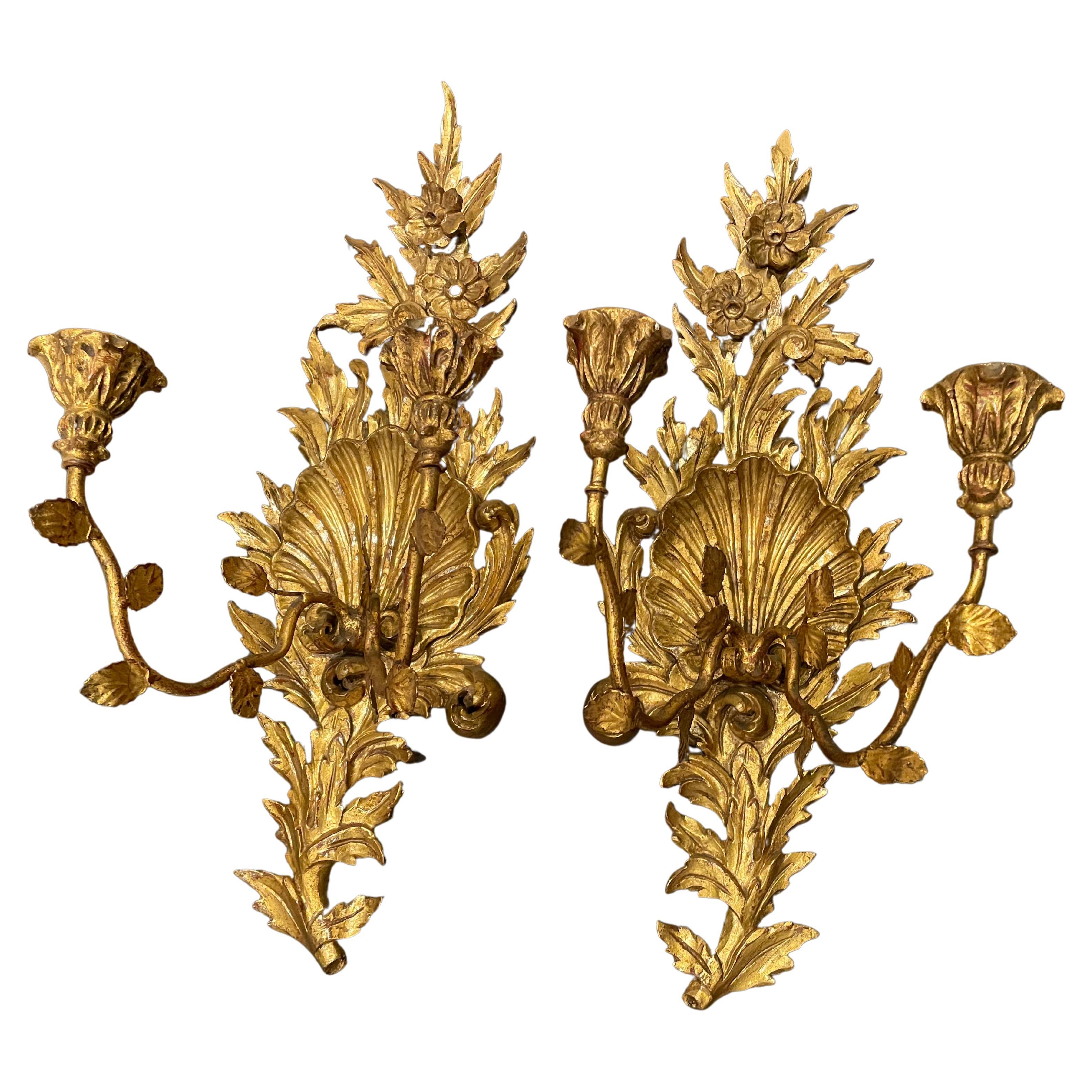 Rococo Style Bronze Candle Sconces, Pair For Sale at 1stDibs
