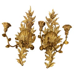 Ornate Italian Rococo Style Giltwood Candle Sconces