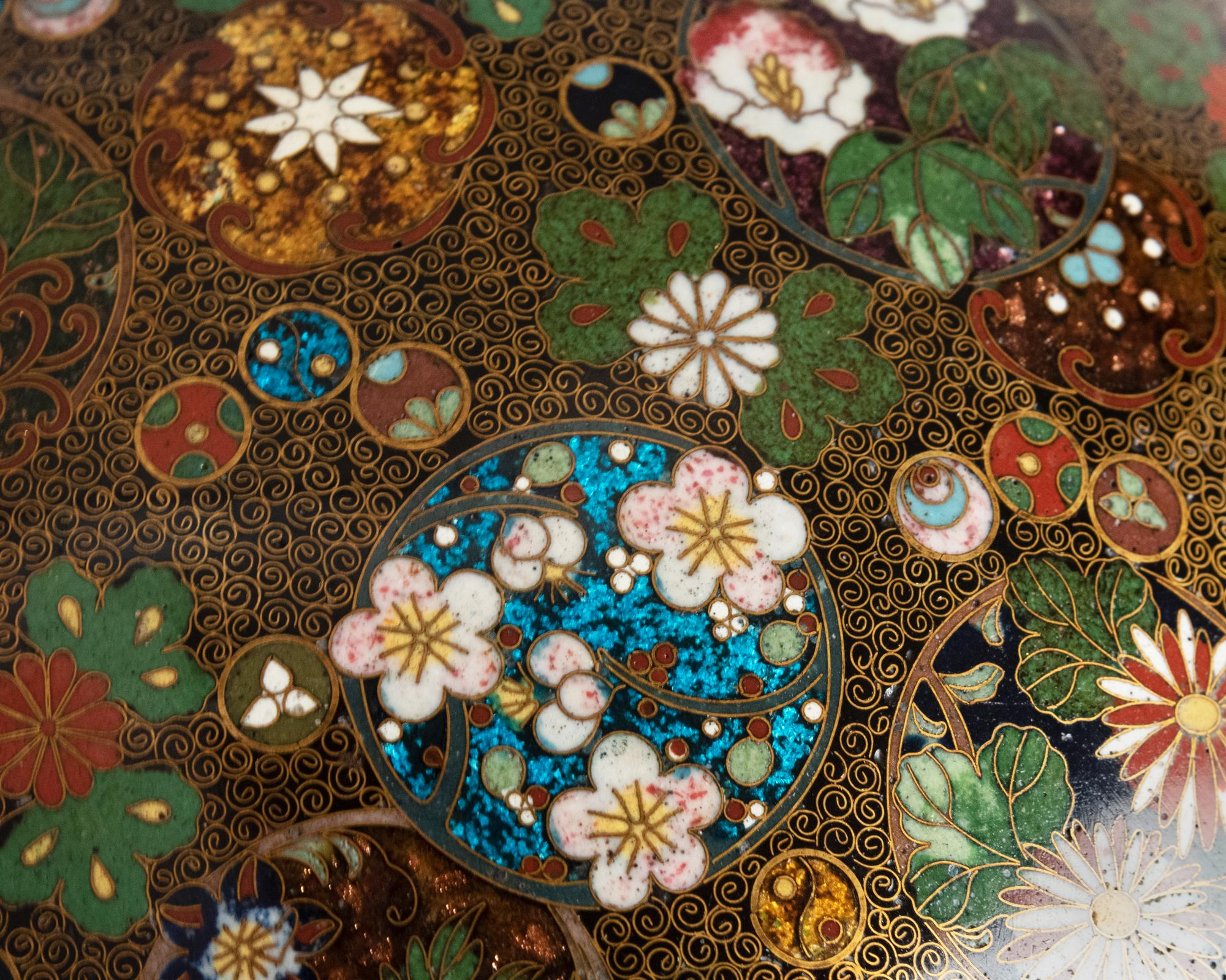 Ornate Japanese Meiji Cloisonne Jardinière In Good Condition In Salt Lake City, UT