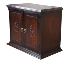 Ornate Mid Century Walnut 2 Door Console Record Music Cabinet Side Table Chest