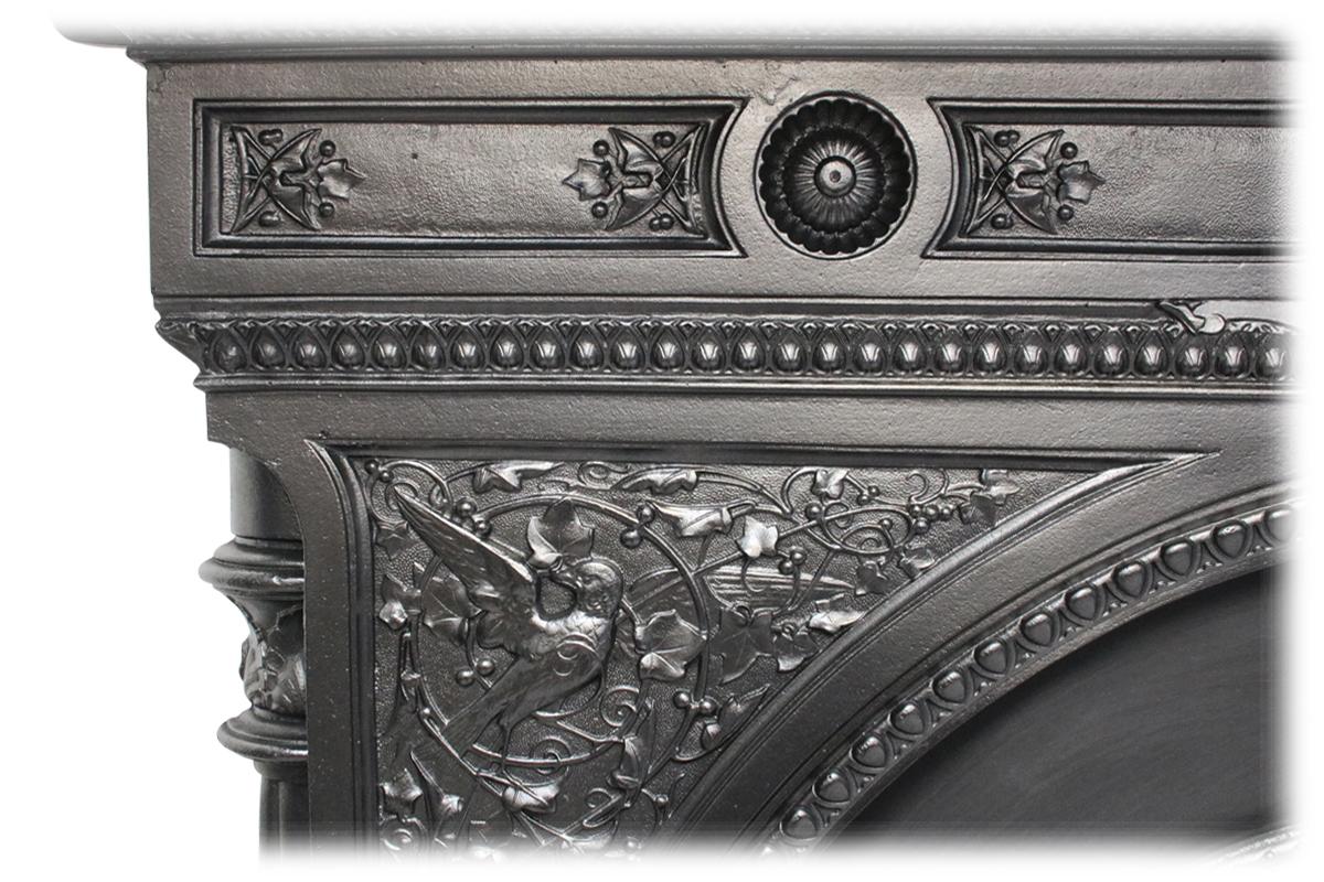 English Ornate mid Victorian cast iron combination fireplace