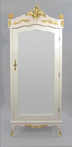 Ornate Mirrored Louis XV Style Armoire with Cherubs