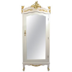 Ornate Mirrored Louis XV Style Armoire with Cherubs