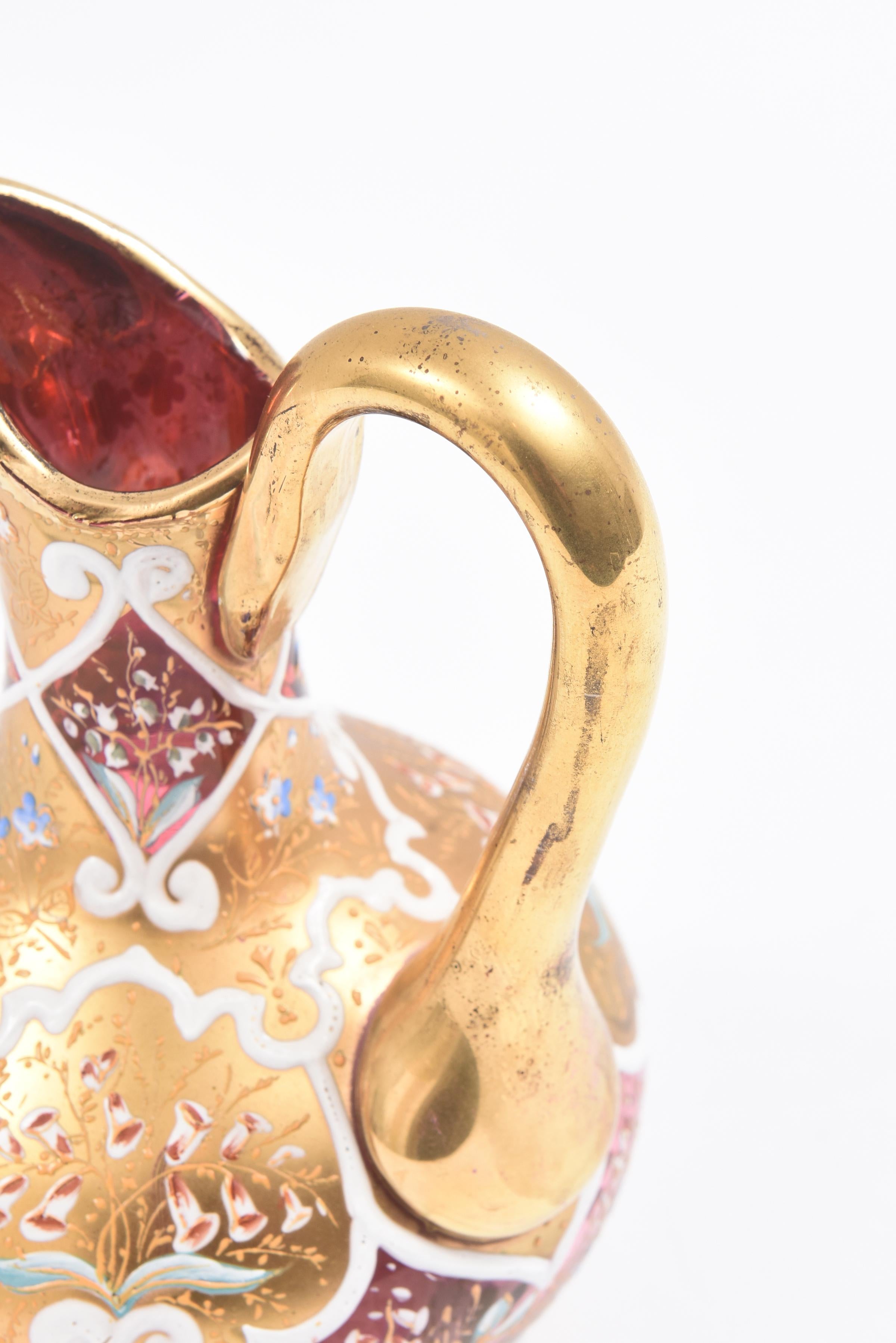 Ornate Moser Glass Enamel and Gilt Pitcher or Ewer, 19th Century For Sale 1