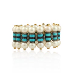 Bracelet orné de perles multiples en or jaune 18K et argent
