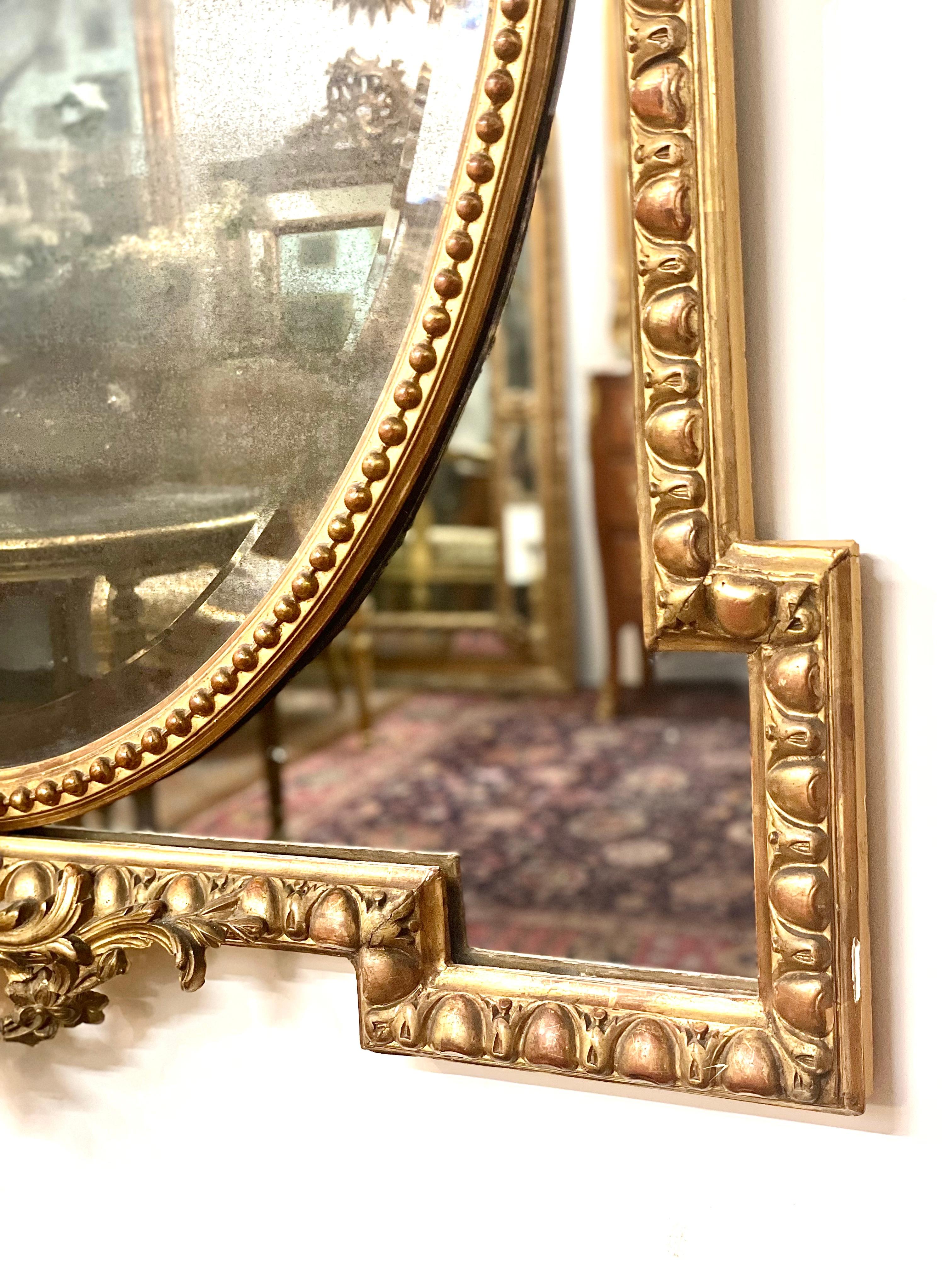 19th Century Ornate Napoleon III Gilt Parcloses Wall Mirror from France In Good Condition In LA CIOTAT, FR