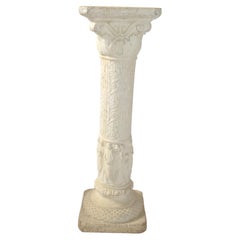 Ornate Neoclassical Style Hand-Carved Concrete Sculpture Stand Column Italy 1970