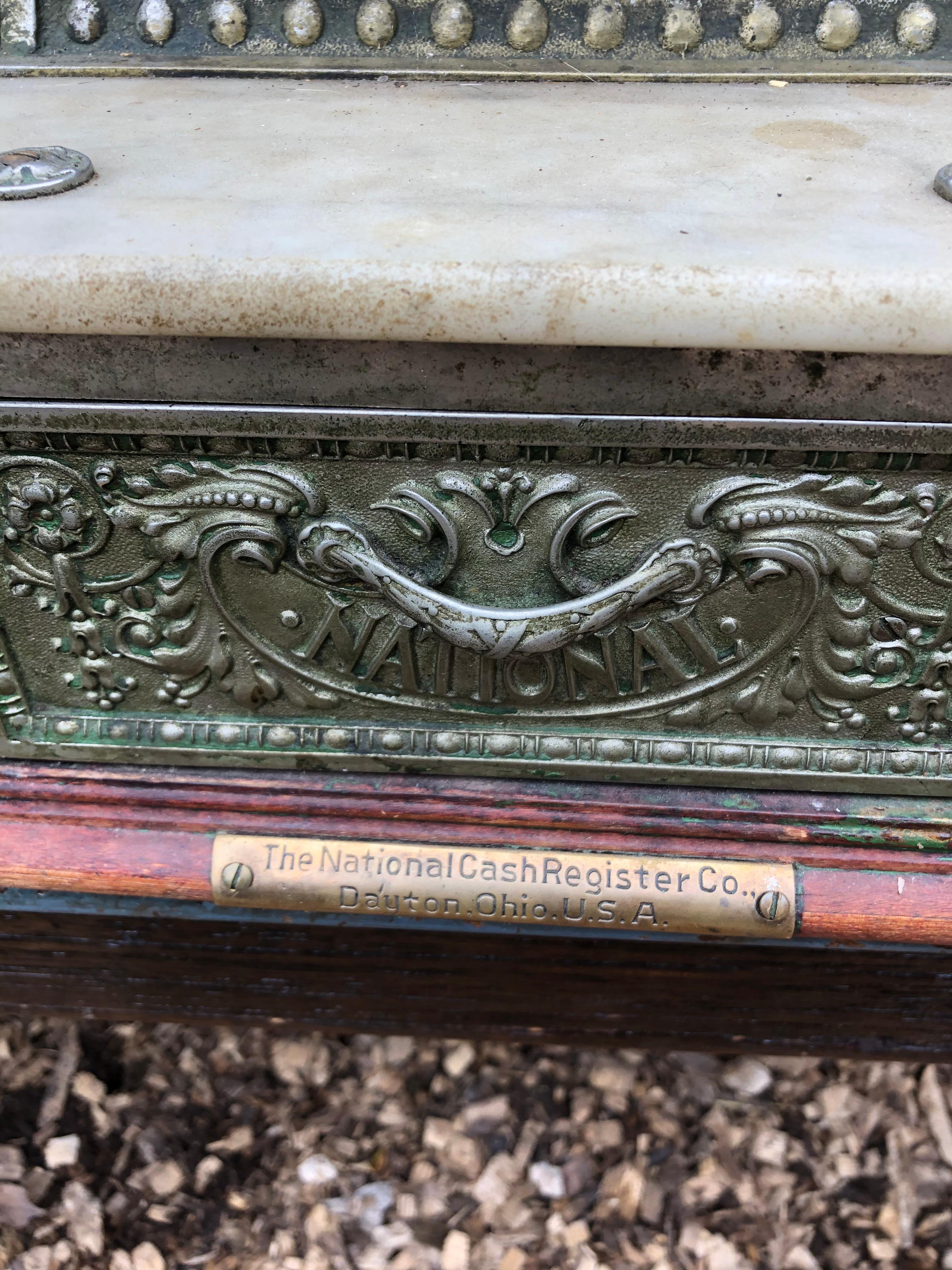 Ornate Nickel Coated Brass Antique Cash Register 7