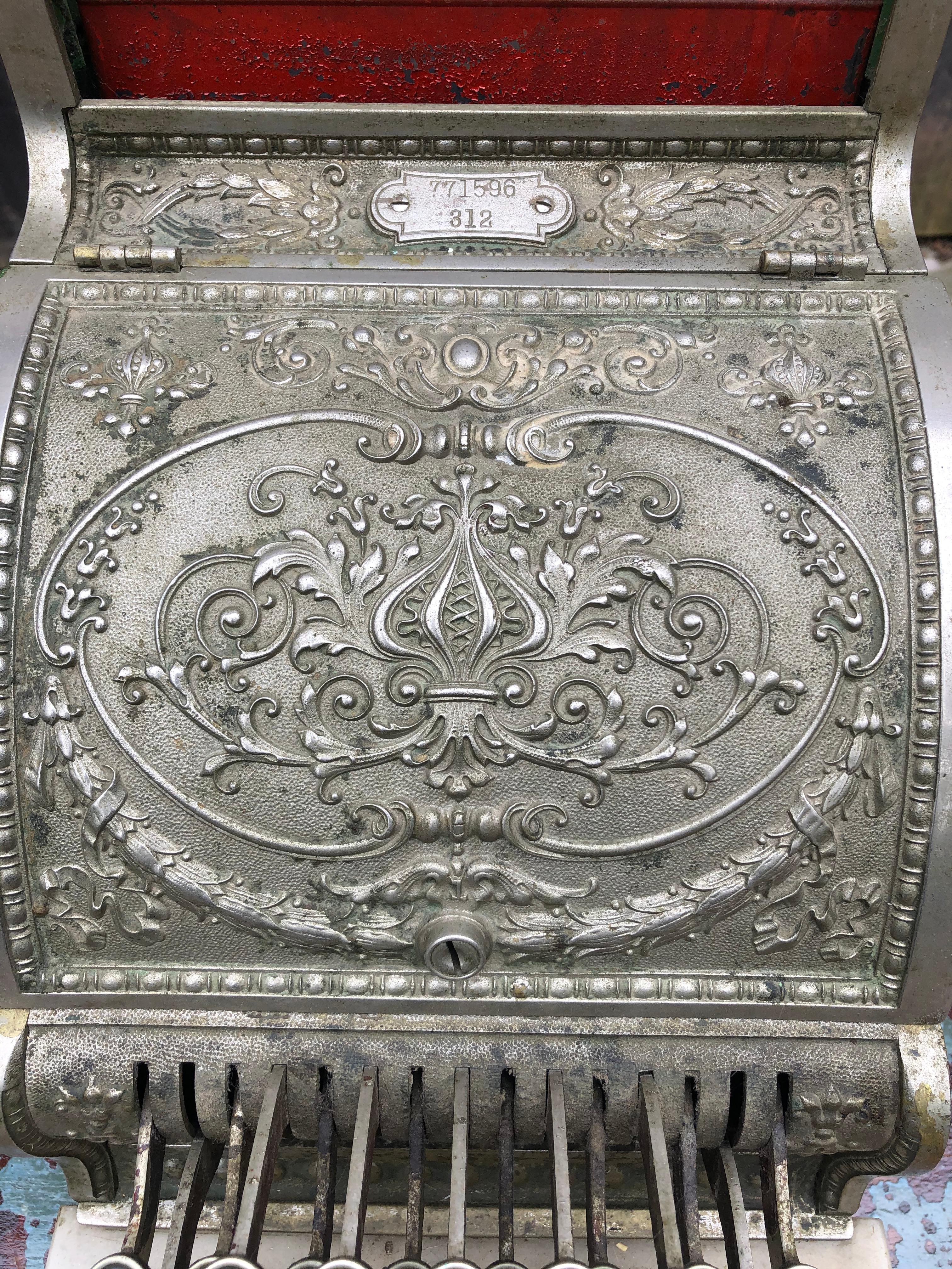 19th Century Ornate Nickel Coated Brass Antique Cash Register
