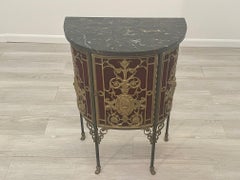 Ornate Oscar Bach Bronze Decorated Single Door Cabinet with Marble Top
