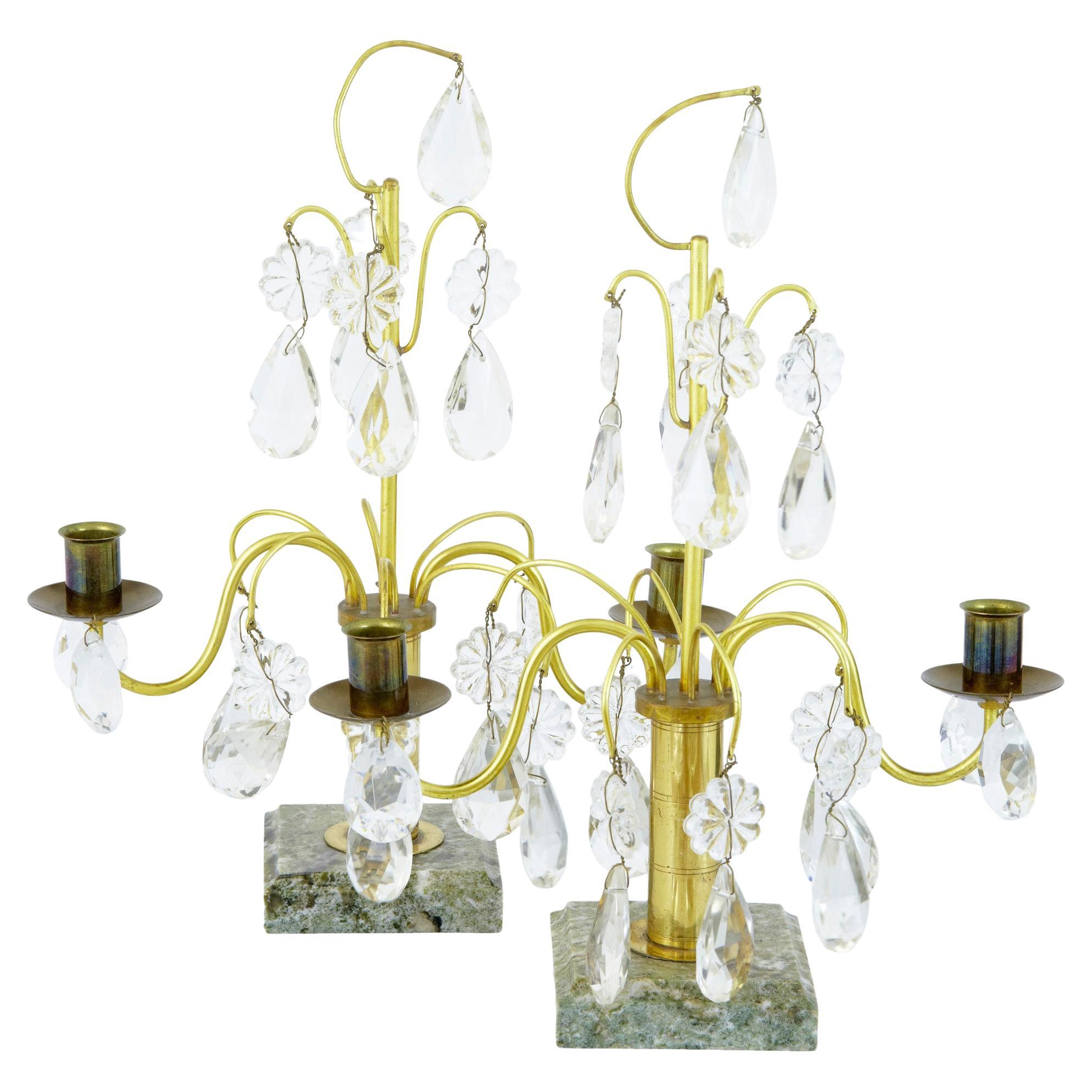 Pair of 1950s Teal Blue Glass Candlestick Holders at 1stDibs