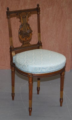 Ornate Pair of Important Hand Carved Giltwood Occasional Chairs Phoenix Harp