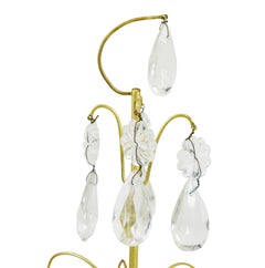 Ornate pair of mid century brass and cut glass decorative candlesticks