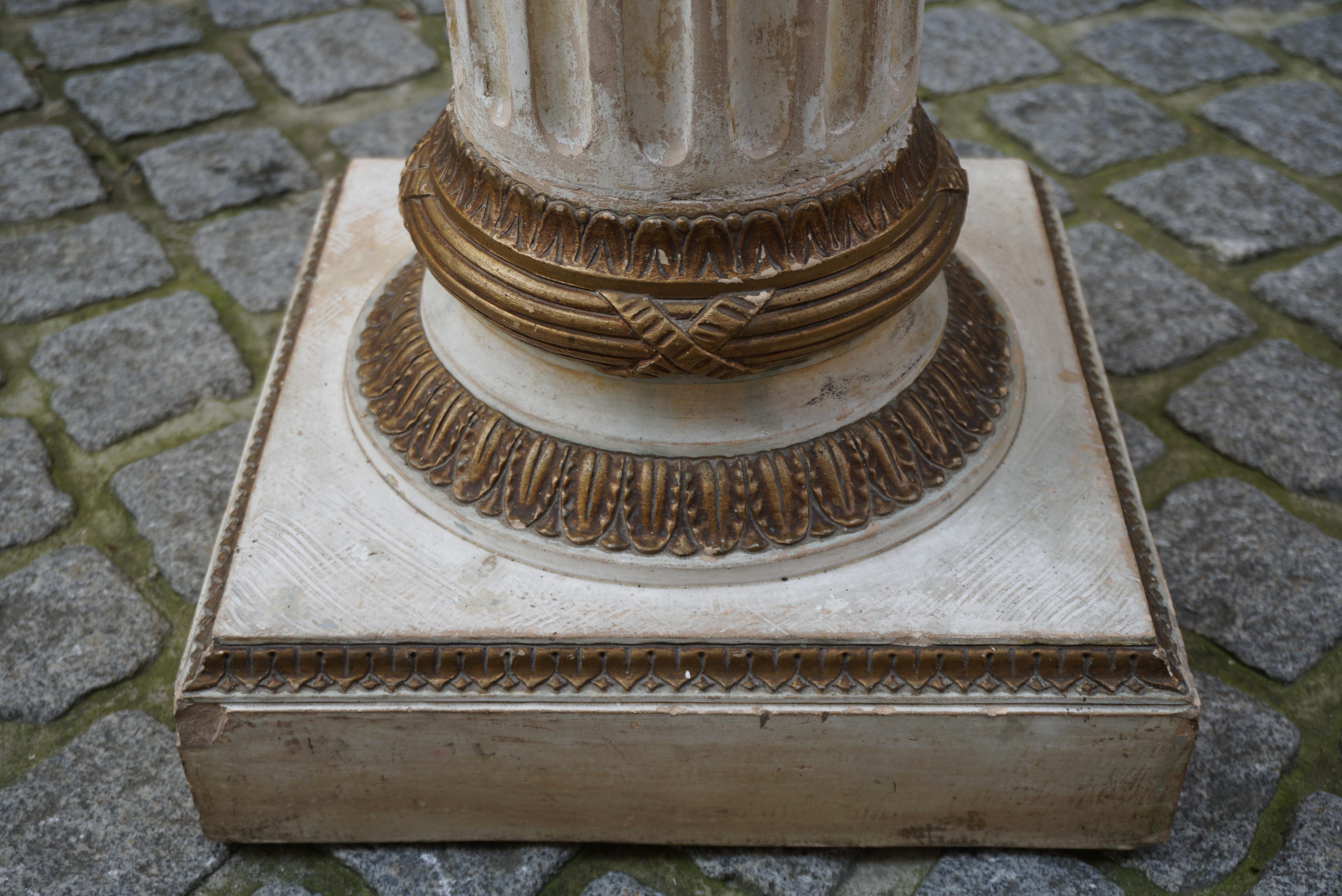  Ornate Pedestal Terracotta Cherub Planter Stand For Sale 9